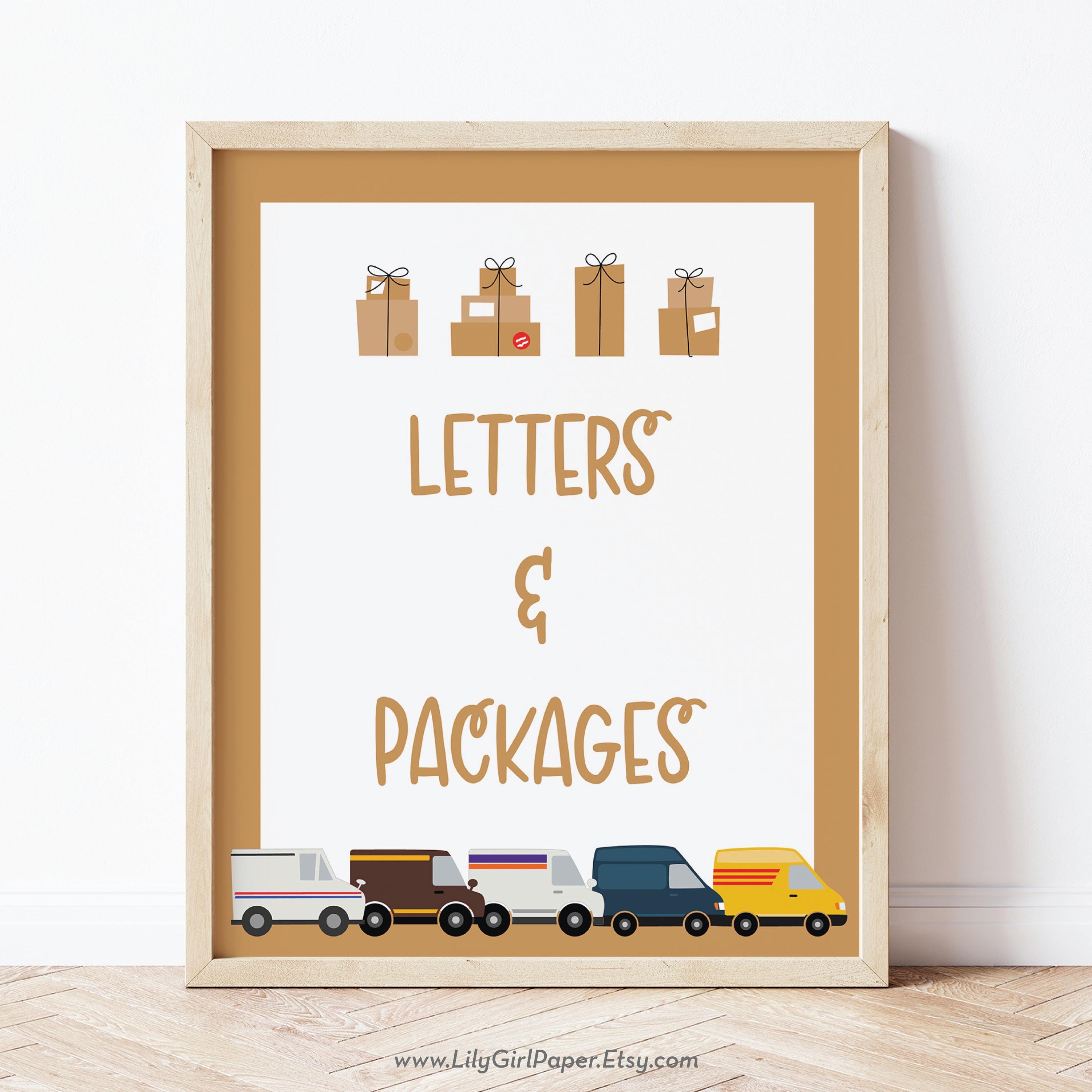SOFORTIGER DOWNLOAD Postwagen Geburtstagsparty Briefe & Pakete (Karten und Geschenke) 8x10-Zoll-Schild, Party Dekoration, 0361
