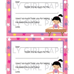 Gymnastic Thank You Card, Instant Download, Printable File, Fill in the ...
