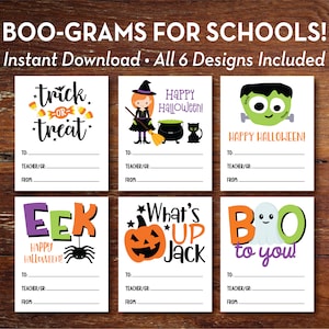 Halloween Boo-Grams, INSTANT Download, PTA, PTO School Fundraiser Printable, Halloween Messages for Students