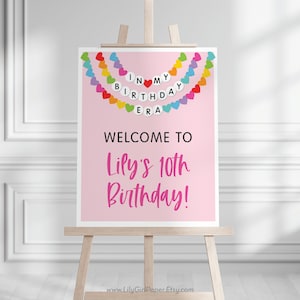 In My Birthday Era Party Welcome Sign Editable Template, Guest Greeting, Friendship Bracelet, Tween Girl Birthday, Sleepover Party, 0375