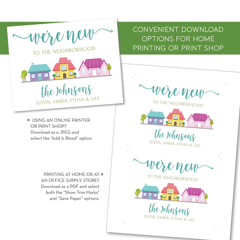 Editable We #39 re New to the Neighborhood Cards Instant Etsy