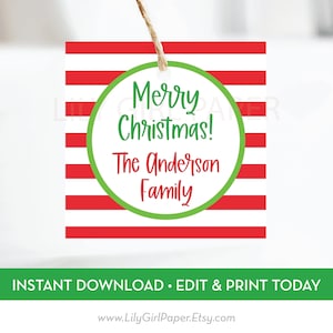Editable, Personalized Christmas/Holiday Enclosure Card, Gift Tag, INSTANT DOWNLOAD, Edit, Download & Print Today! 0501