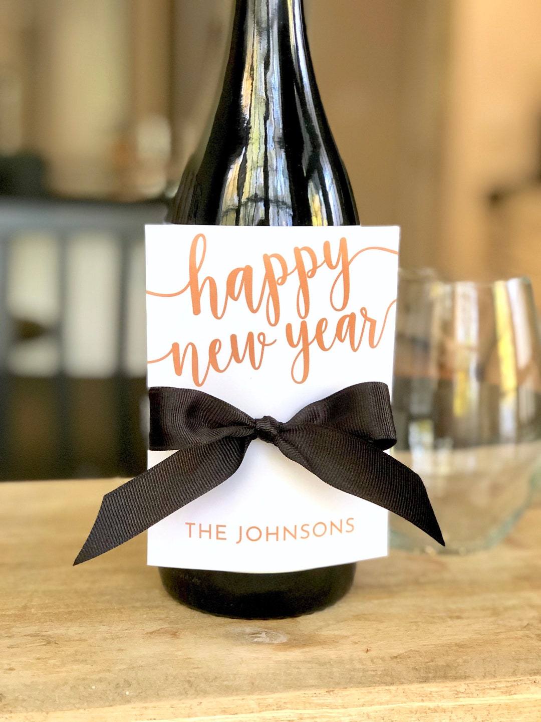 Personalized Happy New Year Wine Gift Tags Editable INSTANT Etsy