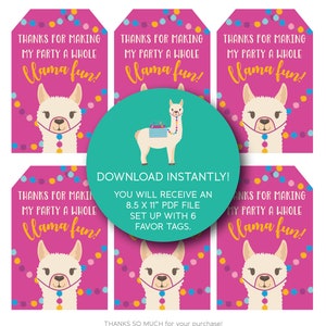 Llama Party Favor Tag, INSTANT DOWNLOAD, Download, Print & Cut Today 0151 image 2