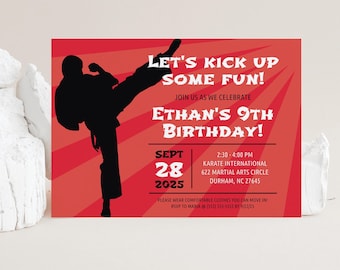 Editable Karate Birthday Party Invitation Template, Tae Kwon Do, Martial Art Party Invitation, Instant Download, Printable, 0124
