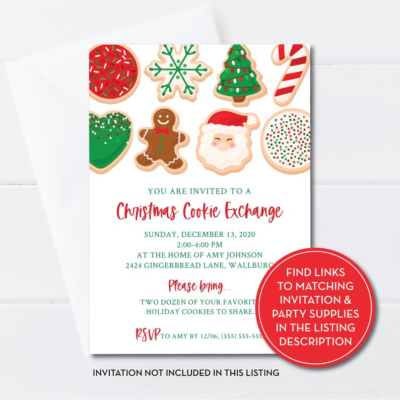 Editable Christmas Cookie Exchange Party Favor Tag, Cookie Swap ...