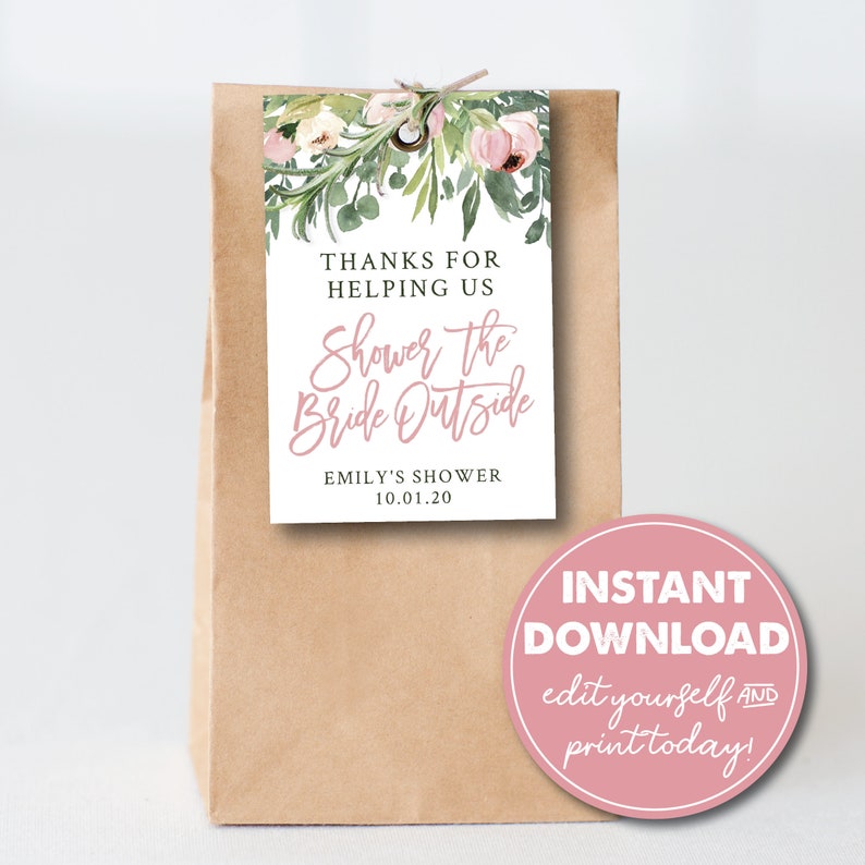 Editable Outdoor Driveby Bridal Shower Favor Tag Template Etsy