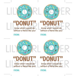 Donut Valentine Cards, Class Valentines, INSTANT DOWNLOAD, Printable Cards for Kids image 3