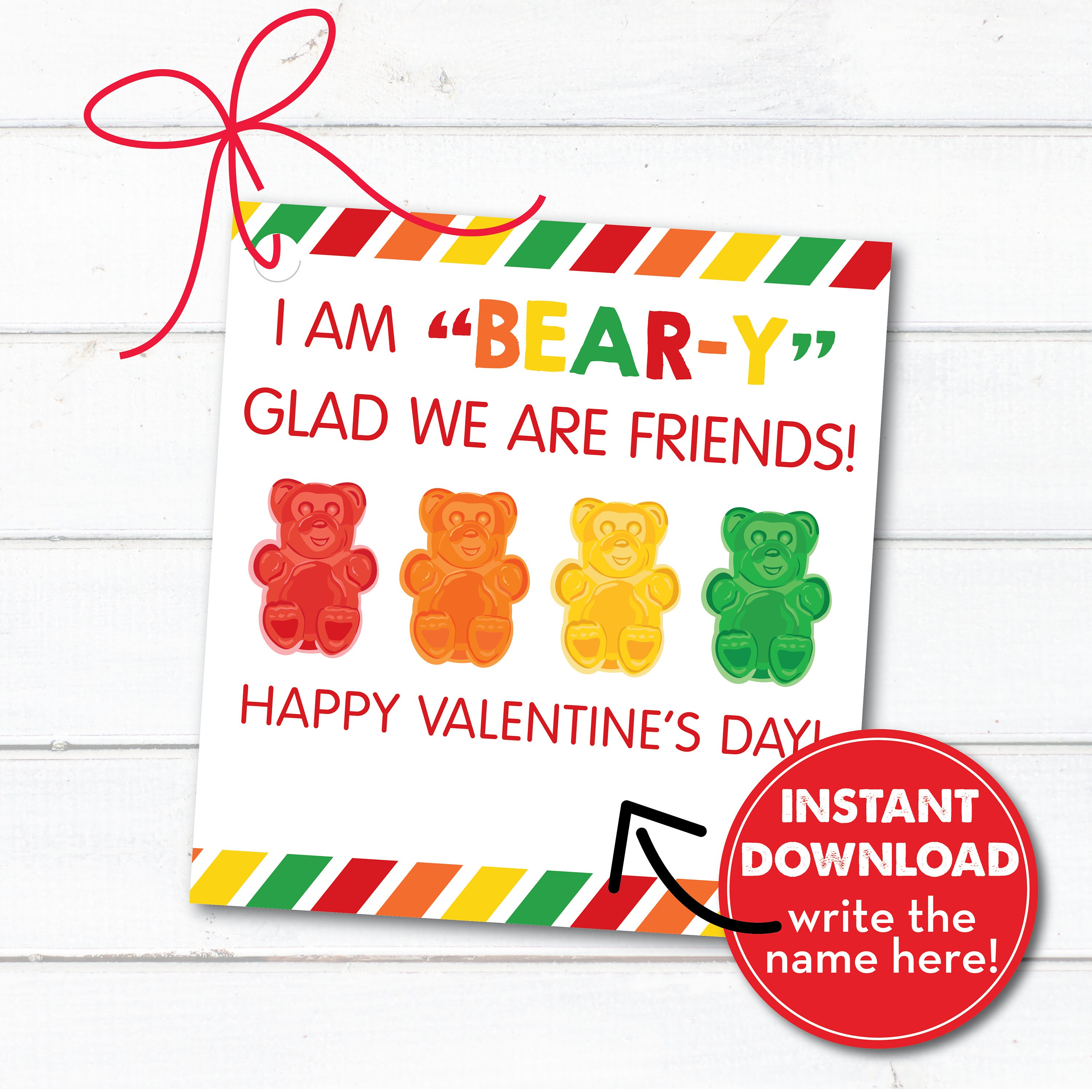 Buy Gummy Bear Valentine Cards Beary Glad We Are Friends Class Online in  India - Etsy