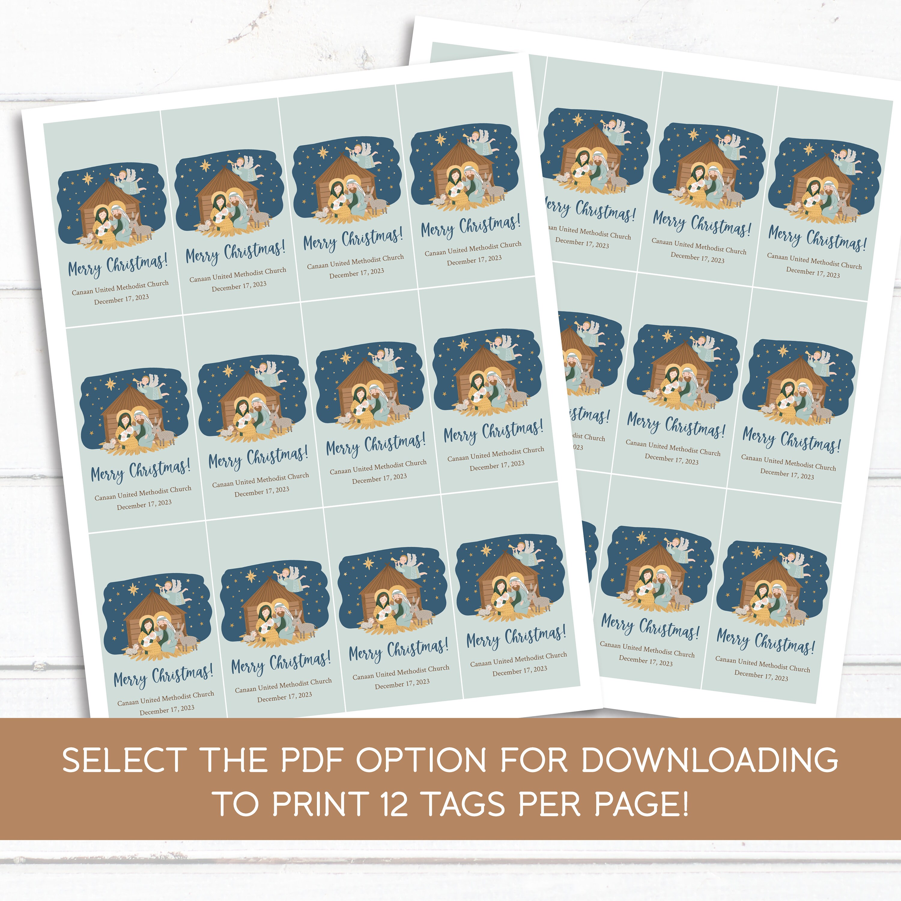 Editable Christmas Program or Party Gift Tag Template, Church Christmas ...