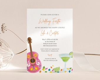 Editable Wedding Shower Fiesta Invitation Template, Couples Shower, ALL TEXT is Editable, Cinco de Mayo Shower, Download, Print, Text/Email!