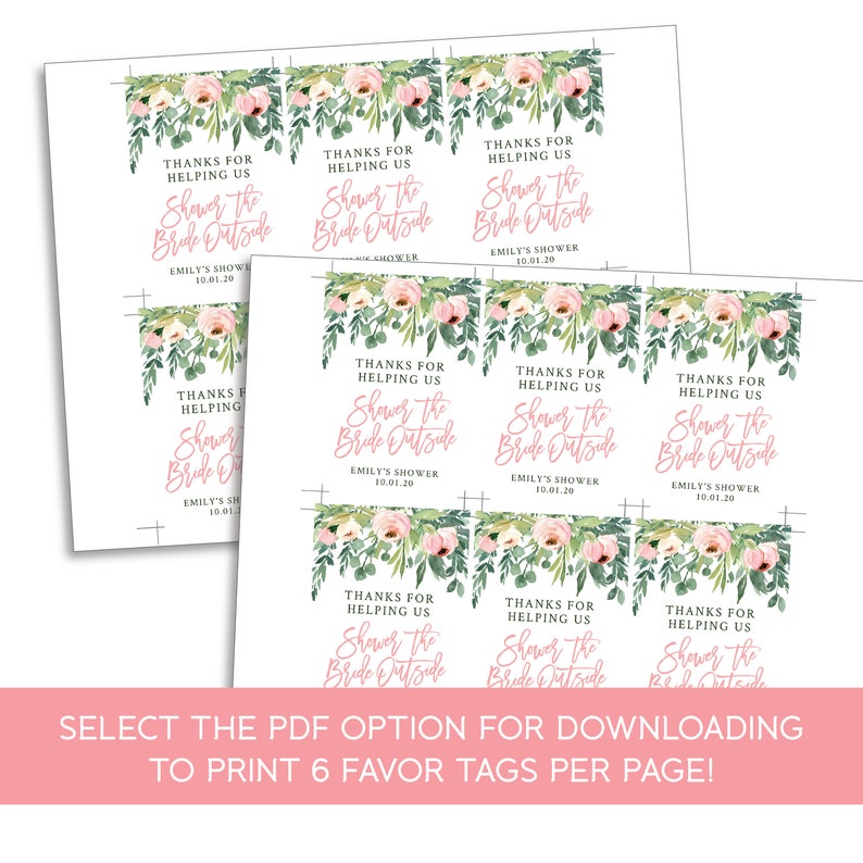 Editable Outdoor Driveby Bridal Shower Favor Tag Template Etsy
