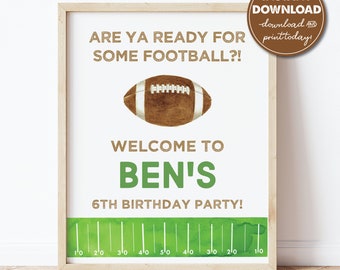 Editable Football Birthday Party Welcome Sign Template, 16x20, Boys Birthday, Fall Bday, INSTANT DOWNLOAD! Printable Guest Greeting, 0340