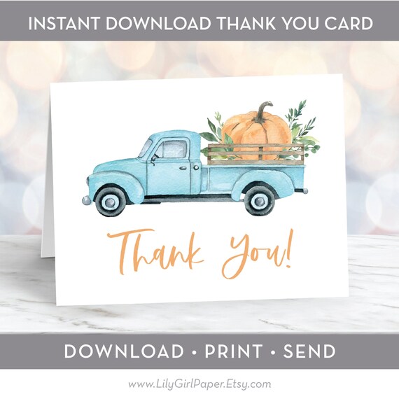 INSTANT DOWNLOAD Thank You Card, Little Pumpkin Baby Shower, Birthday Party Stationery, Note Card, Printable, PDF File, 0214 Il_570xn