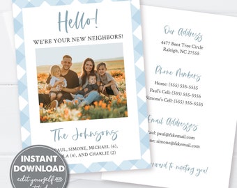 Editable We're Your New Neighbors Photo Card Template, Instant Download, New Neighbor Announcements, 0200