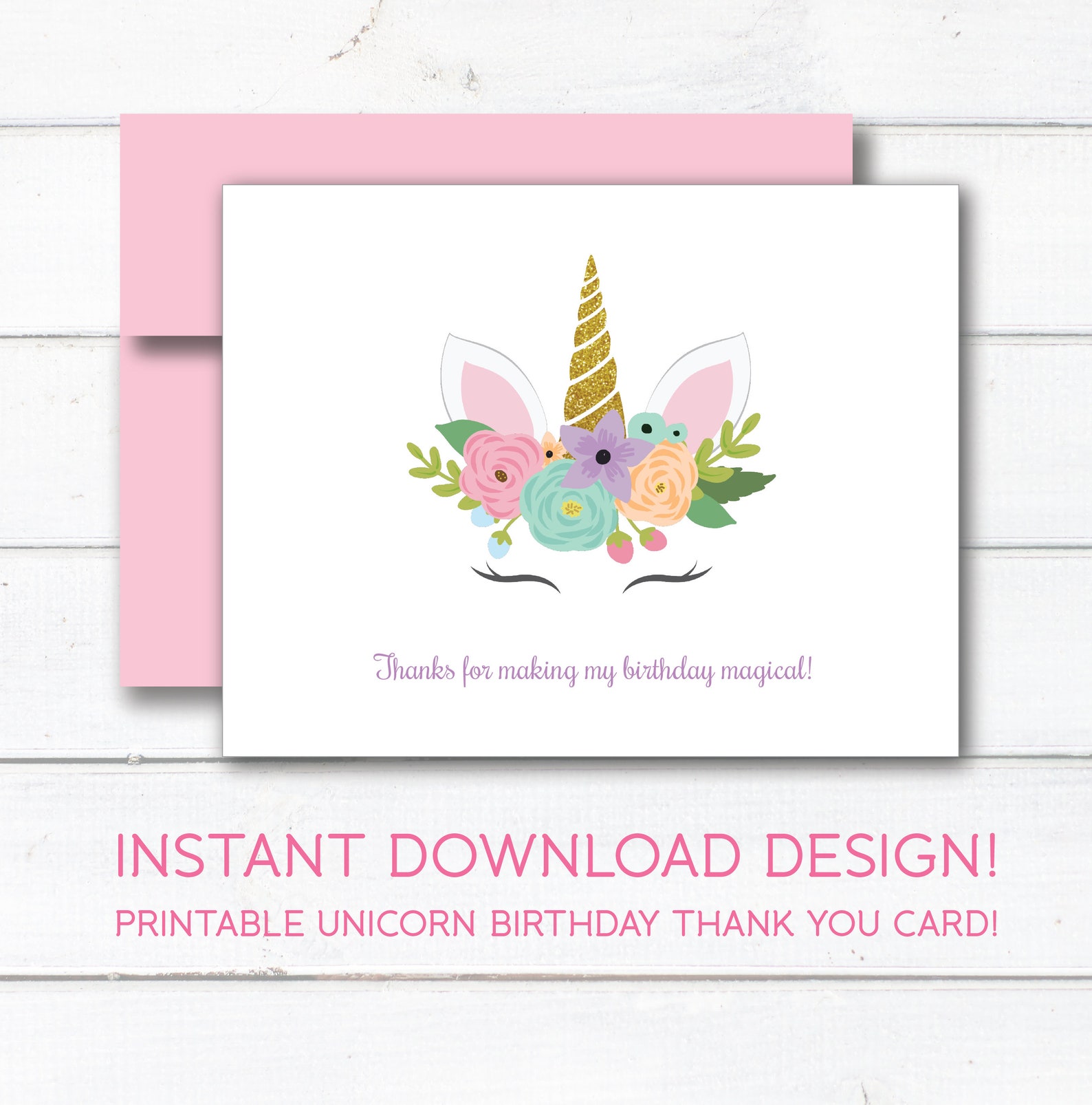 unicorn thank you card unicorn birthday party theme