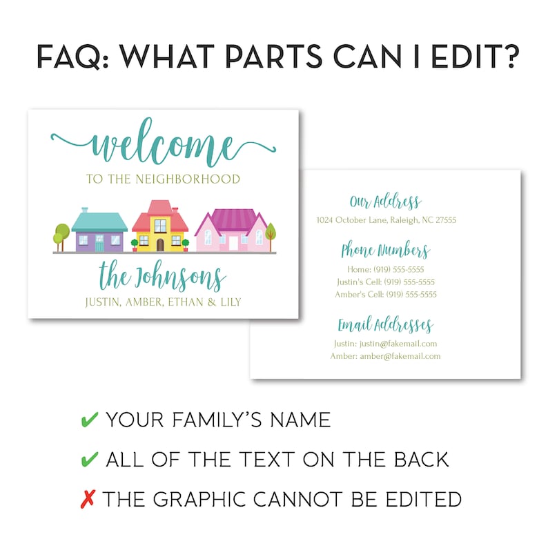 Editable Welcome to the Neighborhood Cards Instant Download Etsy