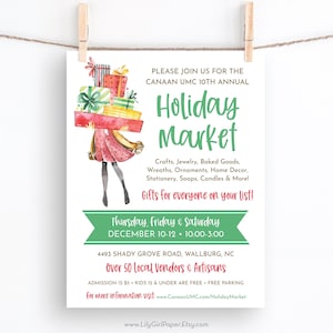 Editable Holiday Market Template, Christmas Craft Show, Bake Sale Flyer, Invitation, Announcement, INSTANT DOWNLOAD, All Text Editable, 0248