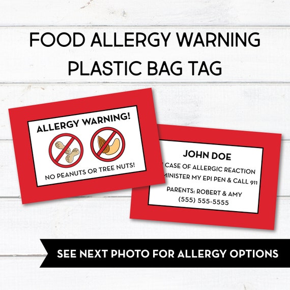 Food Allergy Warning Bag / Luggage Tag, Durable Hard Plastic Il_570xn