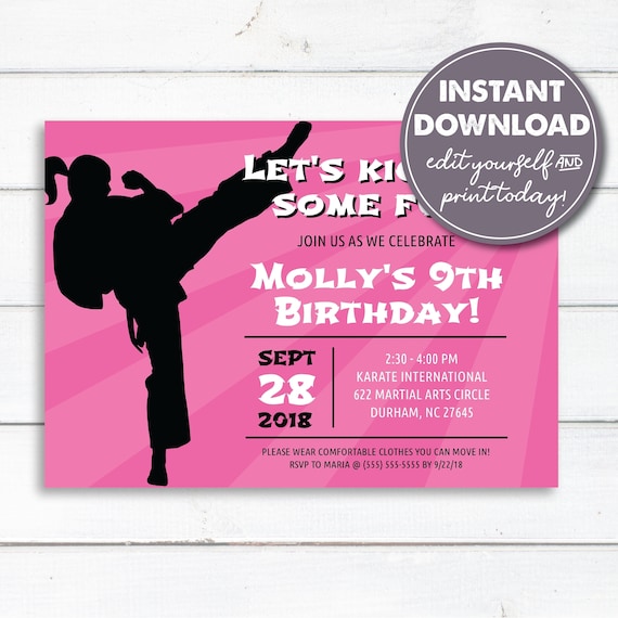 Editable Karate, Tae Kwon Do, Martial Art Party Invitation, Instant Download, Printable, 0118 Il_570xn