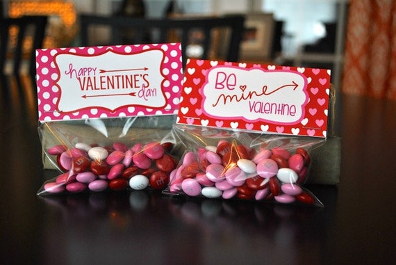 Valentine Treat Bag Toppers, INSTANT DOWNLOAD! School, Preschool Class Valentines, Buy, print and assemble in minutes! Il_570xn