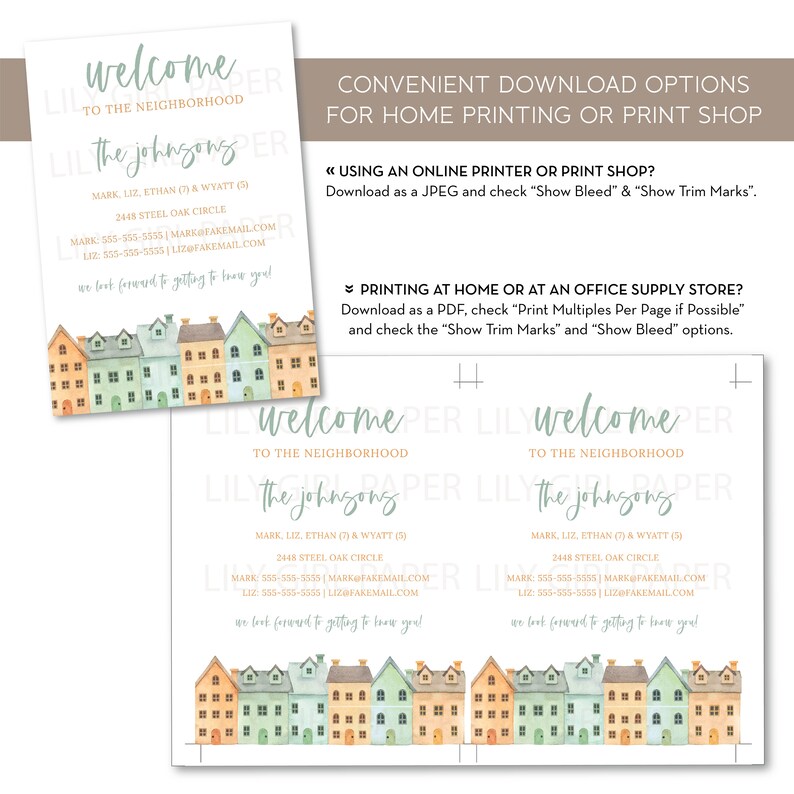 Editable Welcome to the Neighborhood cards Editable Template | Etsy