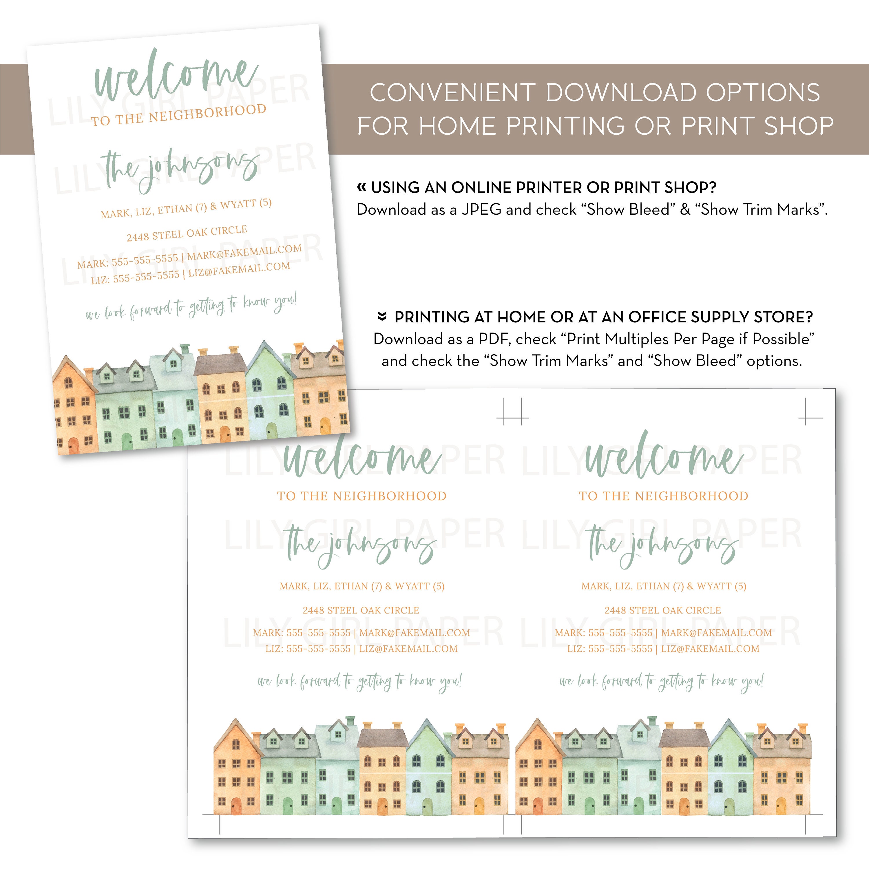 Editable Welcome to the Neighborhood Cards Editable Template | Etsy