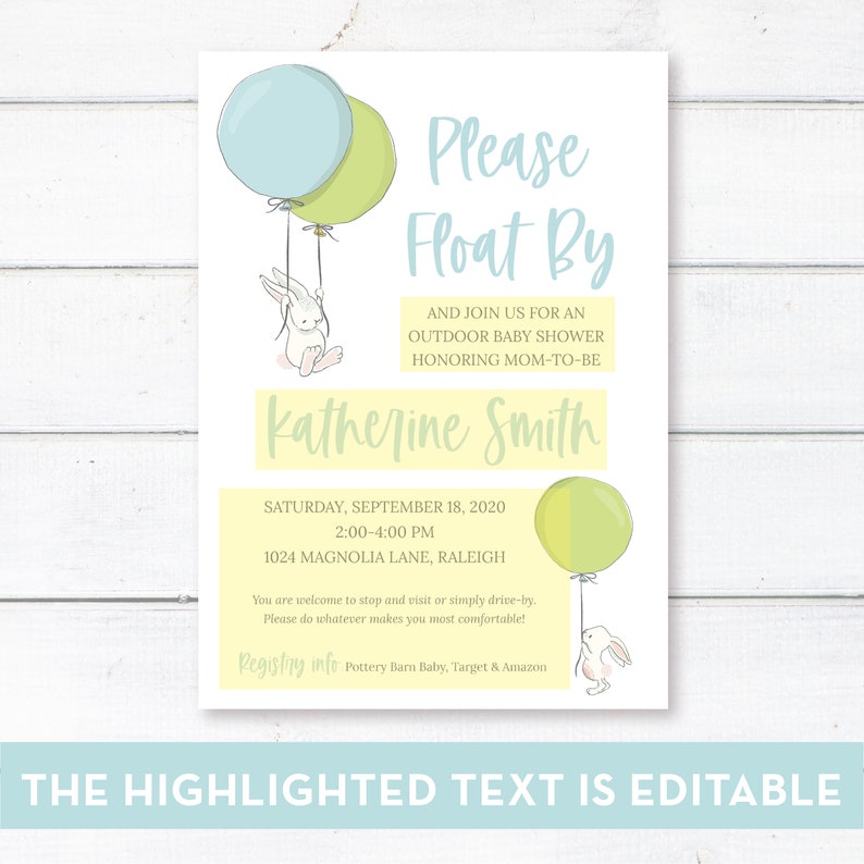 Editable Outdoor/Driveby Baby Boy Shower Invitation Float By Etsy