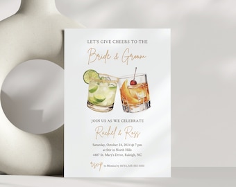 Bourbon and Margarita Cheers Engagement Party Invitation, Editable Template, Couples Shower, Bride and Groom Party, Wedding Shower, Modern