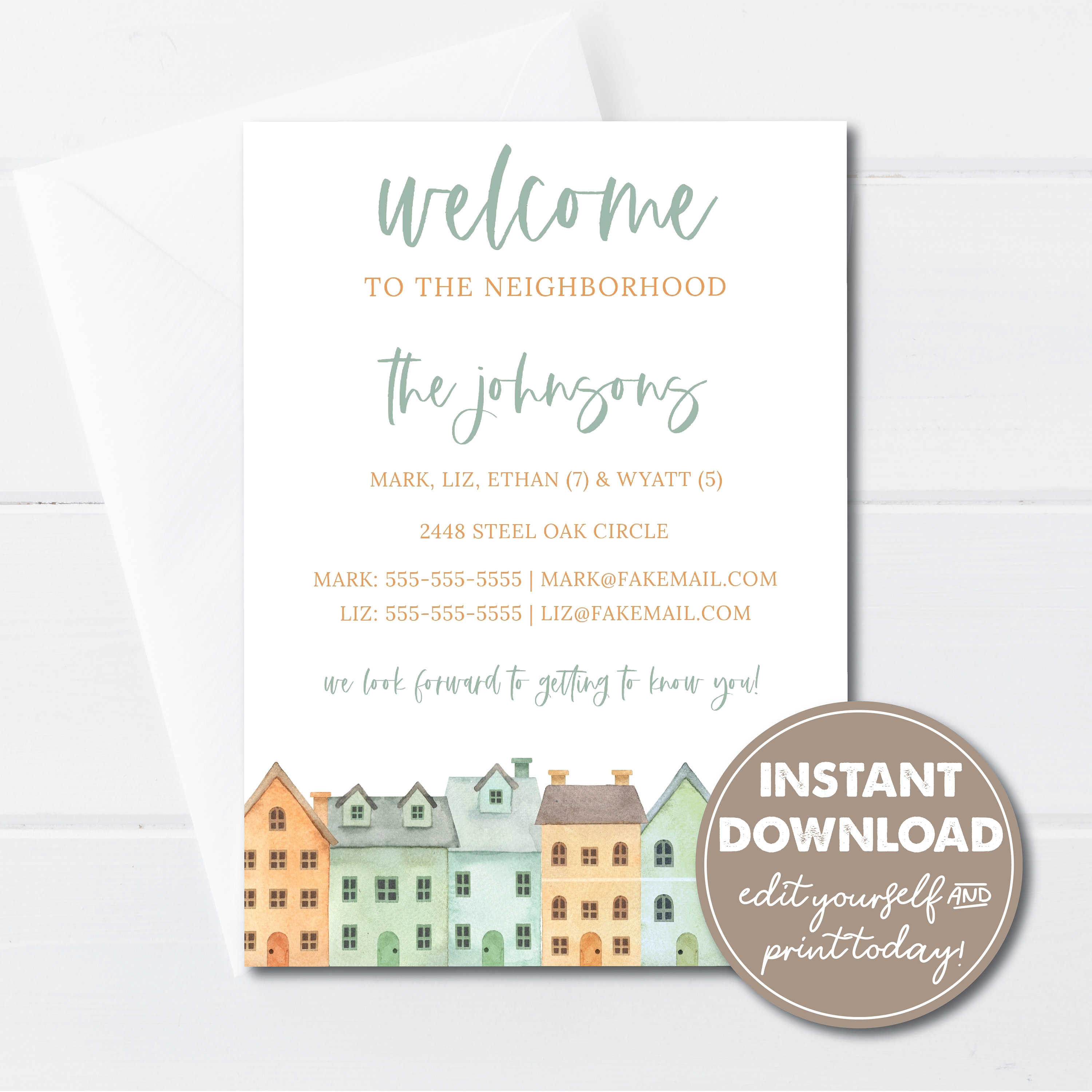 Editable Welcome to the Neighborhood Cards Editable Template - Etsy