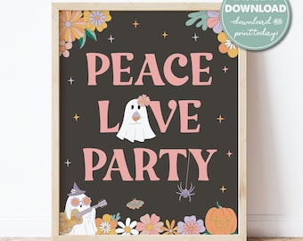 INSTANT DOWNLOAD Groovy, Spooky Halloween Birthday, Peace Love Party 8x10" Sign, Groovy Girl, Spooky One, Two Spooky, Printable, 0330 0331