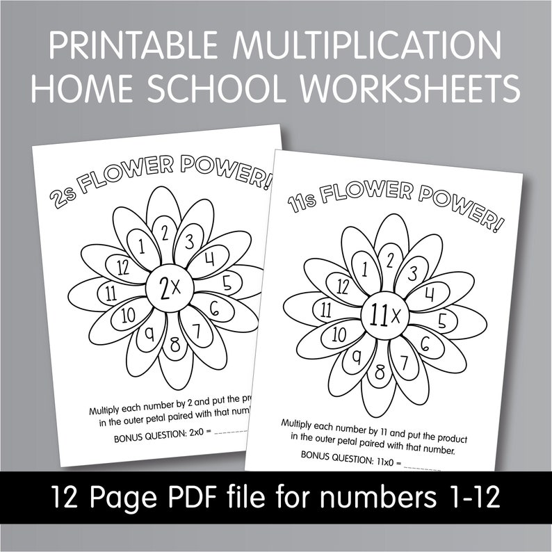 PRINTABLE Homeschool Multiplication Worksheets 2nd 3rd 4th Etsy