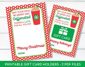Christmas Coffee Gift Card Holder, Christmas Card, Holiday Gift, INSTANT DOWNLOAD, Printable, Teacher Gift, Coach Gift, Bus Driver Gift 314