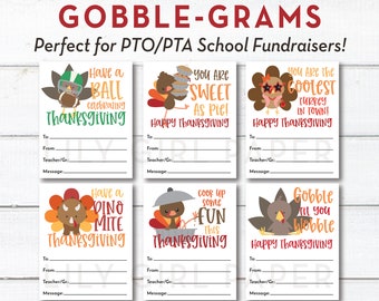 Editable Thanksgiving Gobble Grams, Candy Grams, INSTANT Download, PTA, PTO School Fundraiser Printable, Thanksgiving Messages for Students