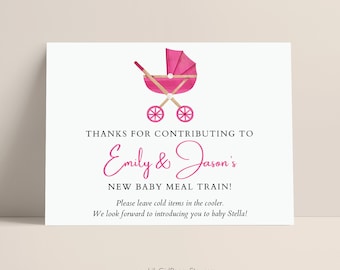 Editable New Baby Meal Train Drop-off Sign, Baby Girl, Edit on Canva, Printable Thank You Sign, Instant Download, 0377