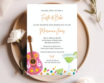 Editable Baby Shower Fiesta Invitation Template, Fiesta de Bebé, ALL TEXT is Editable, Cinco de Mayo Shower, Download, Print, Text or Email!