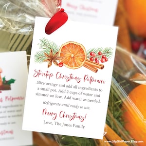Etichetta regalo di Natale modificabile Potpourri da fornello, pentola a fuoco lento, regalo per insegnanti, regalo per vicini, TUTTO il testo è modificabile, DOWNLOAD IMMEDIATO, stampabile