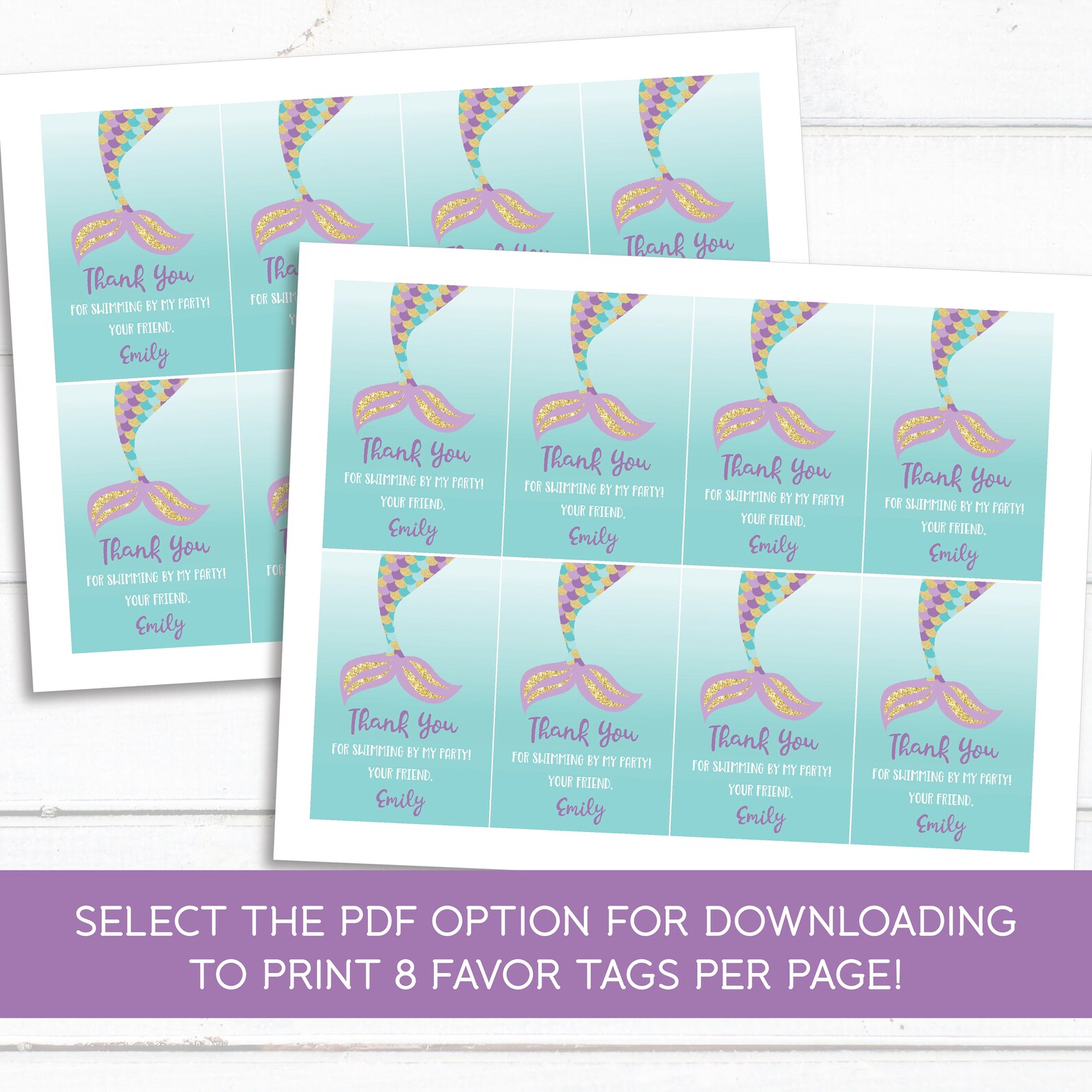 Editable Mermaid Party Favor Tag Instant Download Printable - Etsy