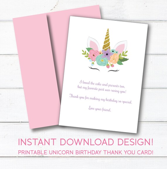 Inspirational 20 Unicorn Themed Thank You Card