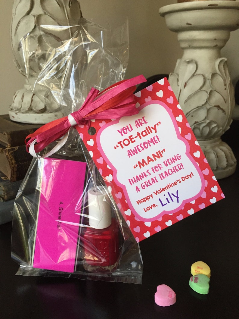 Teacher Valentine's Cards Valentine Gift Tag Mani Pedi | Etsy