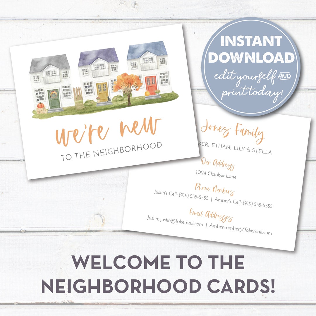Editable We're New to the Neighborhood Cards, Instant Download, New ...