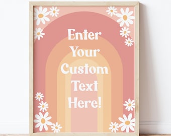Editable Groovy Birthday Sign: Retro Daisy Party Decor (8x10" Printable)