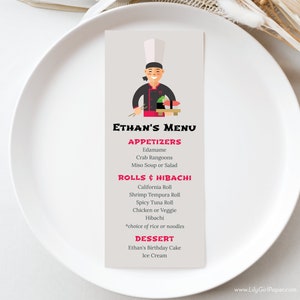 Editable Hibachi Birthday Dinner Party Invitation, INSTANT DOWNLOAD, Asian Themed Birthday, Asian Steakhouse Dinner Party, 0070 imagen 6