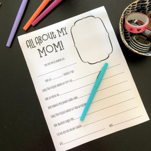 Mother's Day Printable, All About Mom Printable, Instant Download ...
