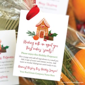 Editable Real Estate Agent Client Gift, Stovetop Potpourri Christmas Simmer Pot Gift Tag, ALL Text is Editable, INSTANT DOWNLOAD, Printable
