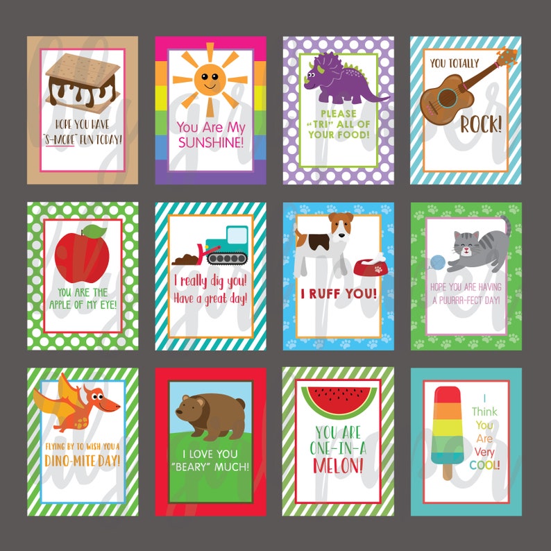 Lunchbox Love Notes INSTANT DOWNLOAD Printable Lunchbox - Etsy