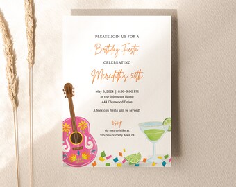 Editable Birthday Fiesta Invitation Template, ALL TEXT is Editable so use for any age, Cinco de Mayo, Download & Print, Text or Email! 0379