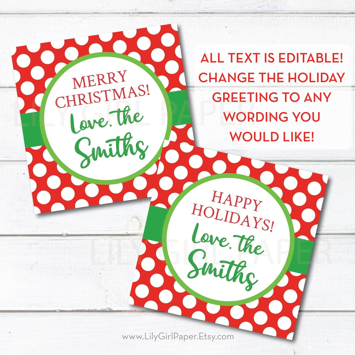 Editable Personalized Christmas/Holiday Enclosure Card Gift Etsy España