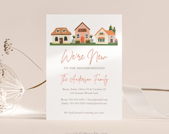 Editable Canva We're New to the Neighborhood Card, Modern Minimalist, New Neighbor, Moving Announcement, Printable, Digital Instant Download