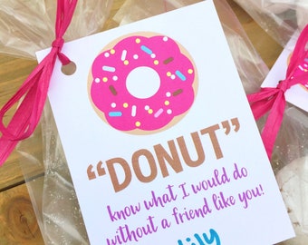 Donut Treat Bag Tag, Gift, Tag, Class Valentines, INSTANT DOWNLOAD, Printable Cards for Kids